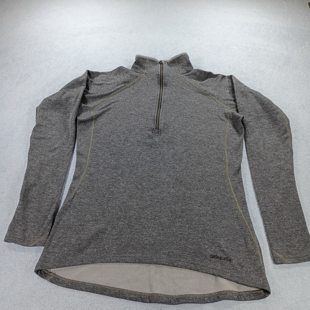 Patagonia Womens Capilene Thermal Weight Gray L 1/4 Zip Fleece Base Layer